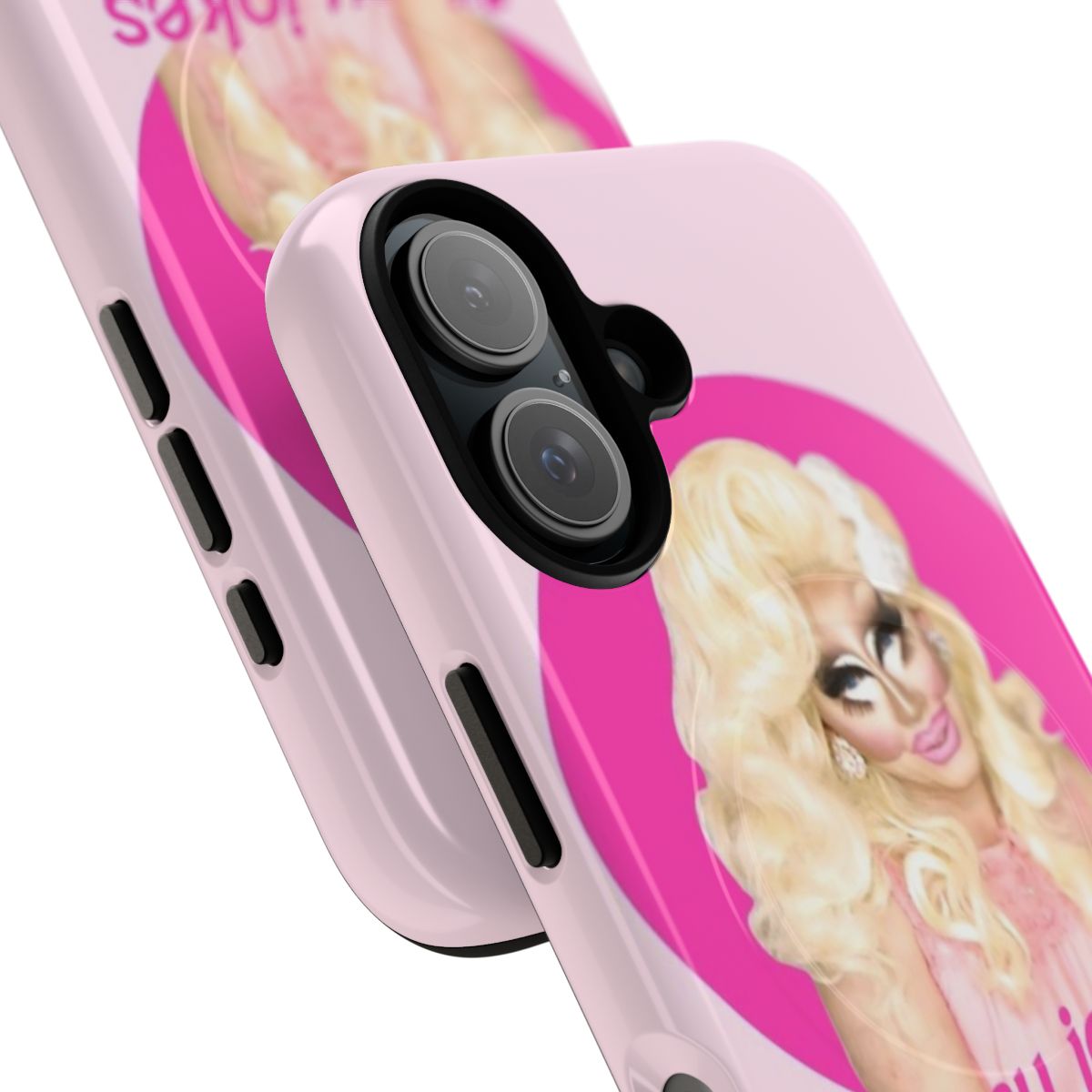 Colorful and unique phone case featuring Trixie Mattel and Katya from RuPaul's Drag Race - Detail