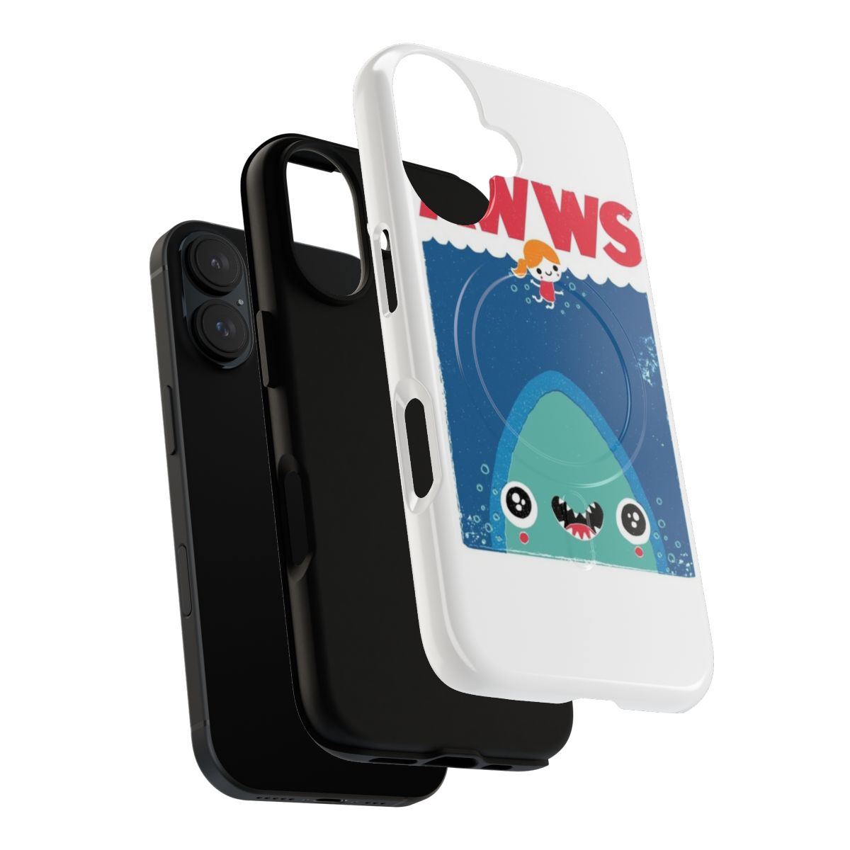 Magnetic tough phone case with a kawaii shark design - Layers