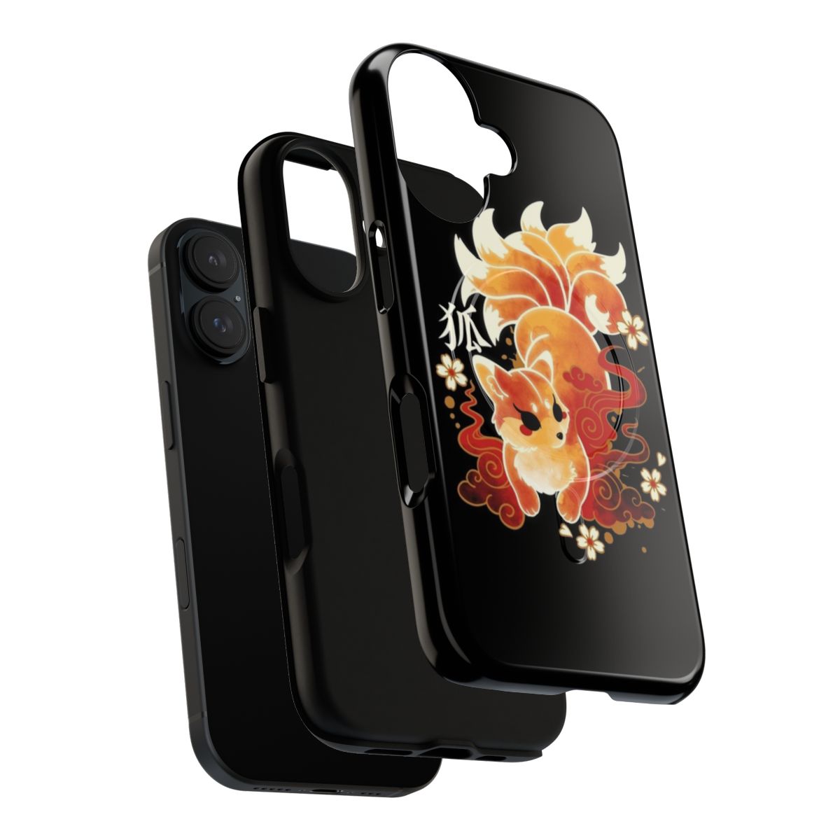 Vibrant and whimsical phone case featuring a kawaii nine-tailed fox design - Layers