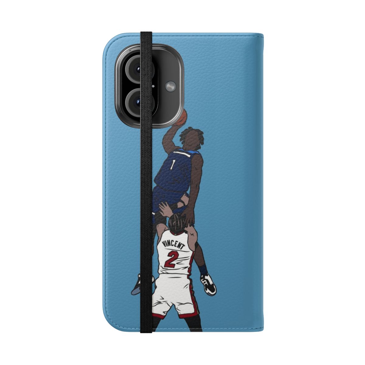 Basketball phone case featuring Anthony Edwards' famous dunk over Gabe Vincent - Folded Front