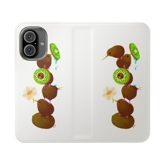 Colorful kiwi-themed phone case with a fun bird design