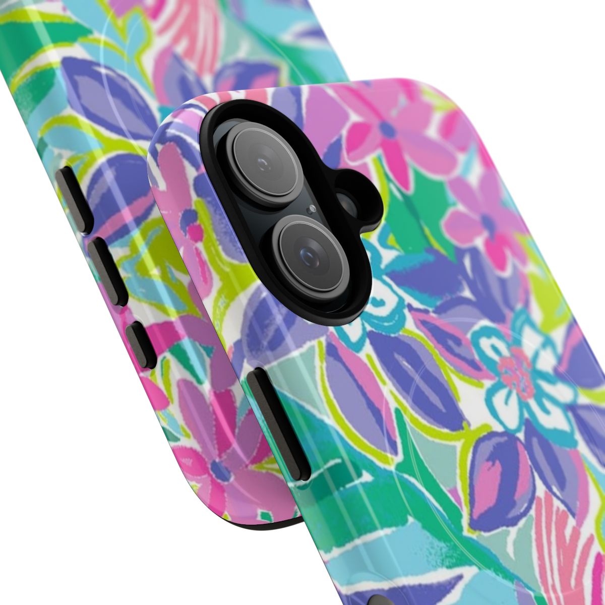 Colorful floral pattern phone case with magnetic closure - Detail