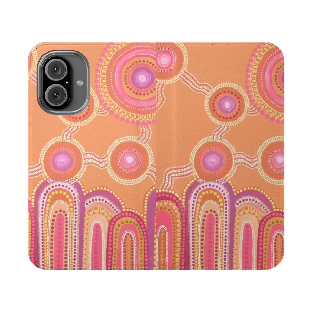 Vibrant sunset-inspired aboriginal dot painting phone case