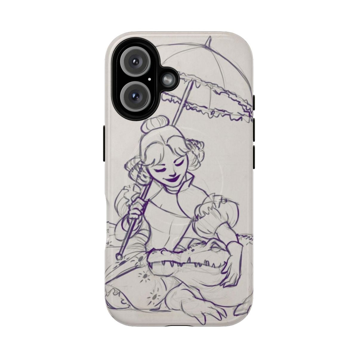 Haunted mansion inspired phone case with alligator, tightrope, and stretching portrait designs