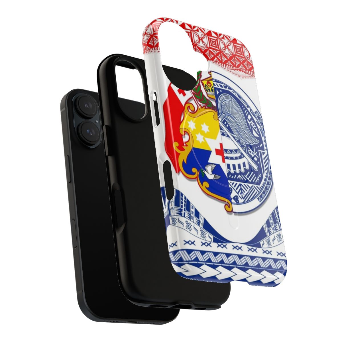 Polynesian-inspired design phone case with magnetic closure and durable construction - Layers