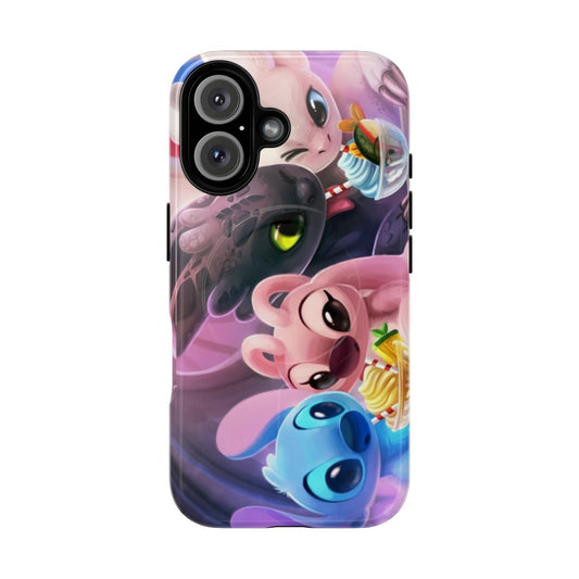 Magnetic tough phone case with cute dragon and stitch designs