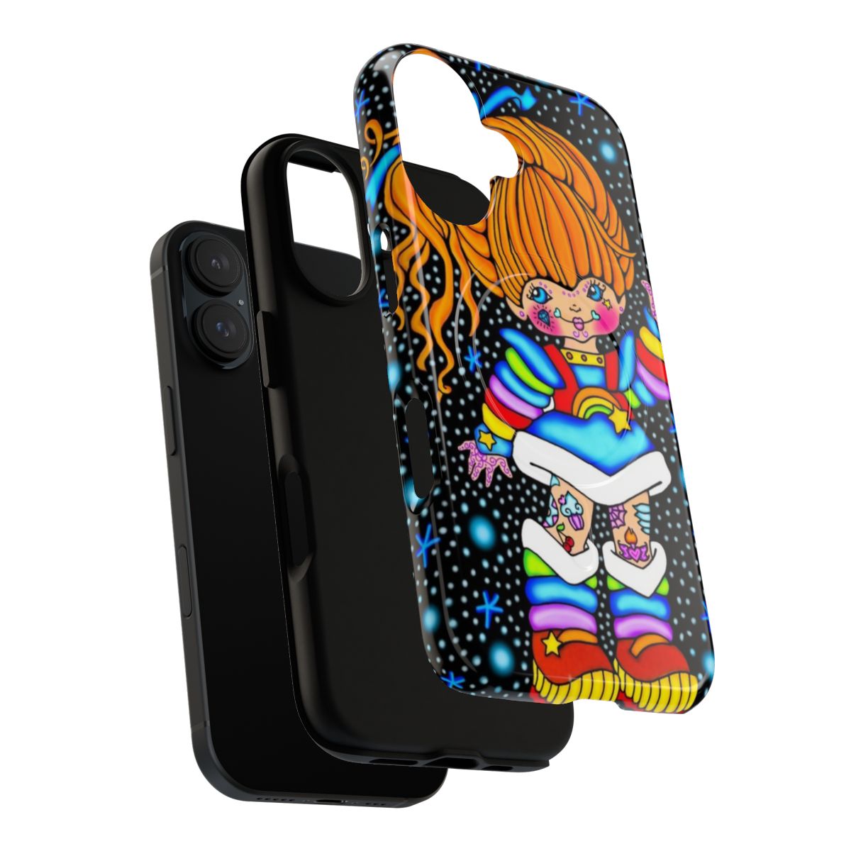 Colorful magnetic tough phone case with a rainbow design - Layers