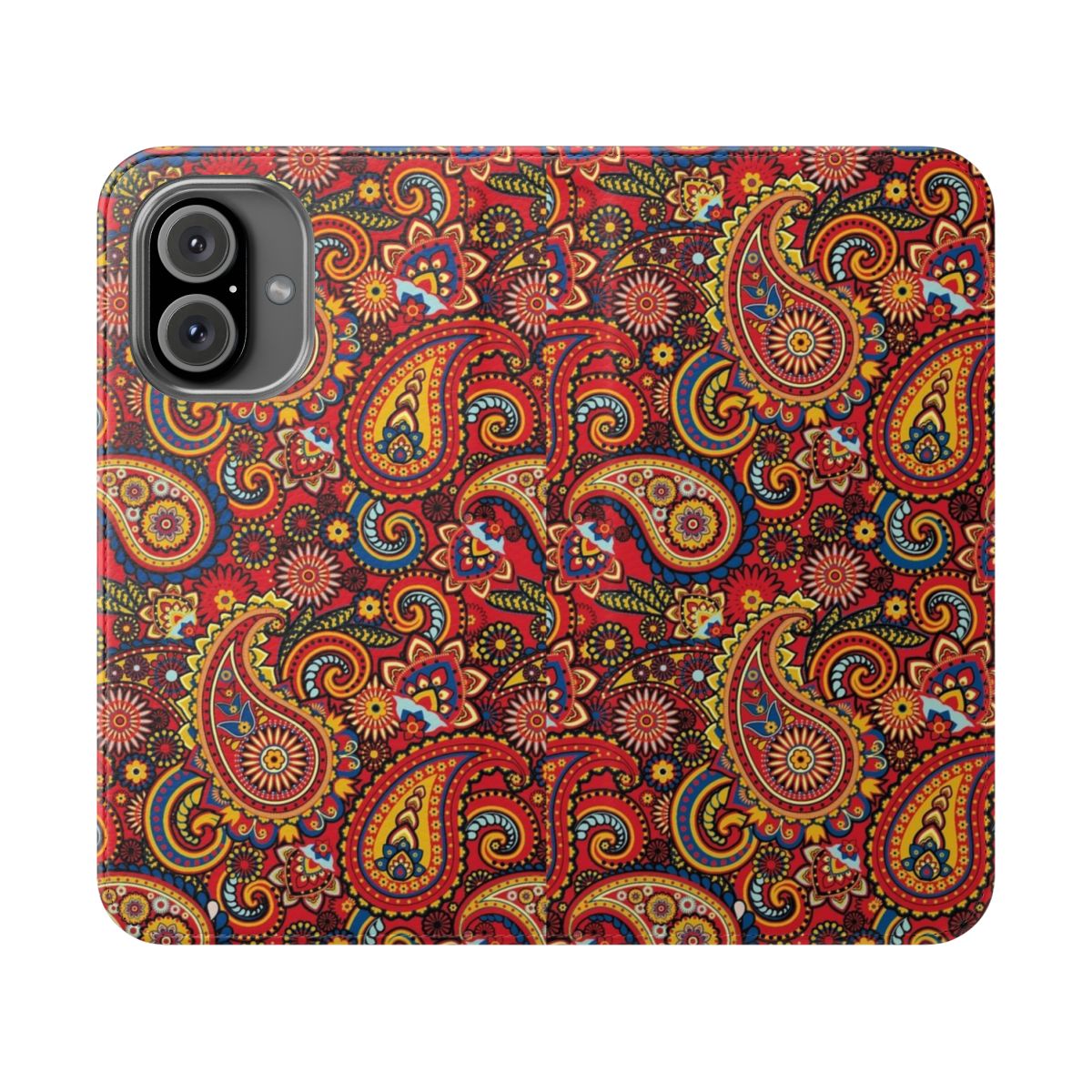 Vintage paisley print flip cover phone case for retro and classic style