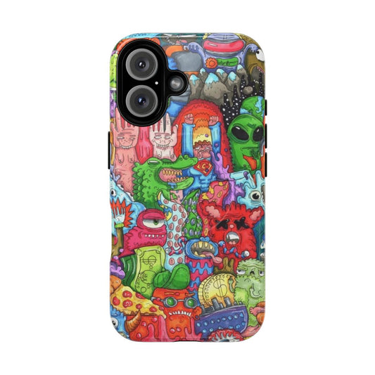 Vibrant doodle art design on a magnetic tough phone case