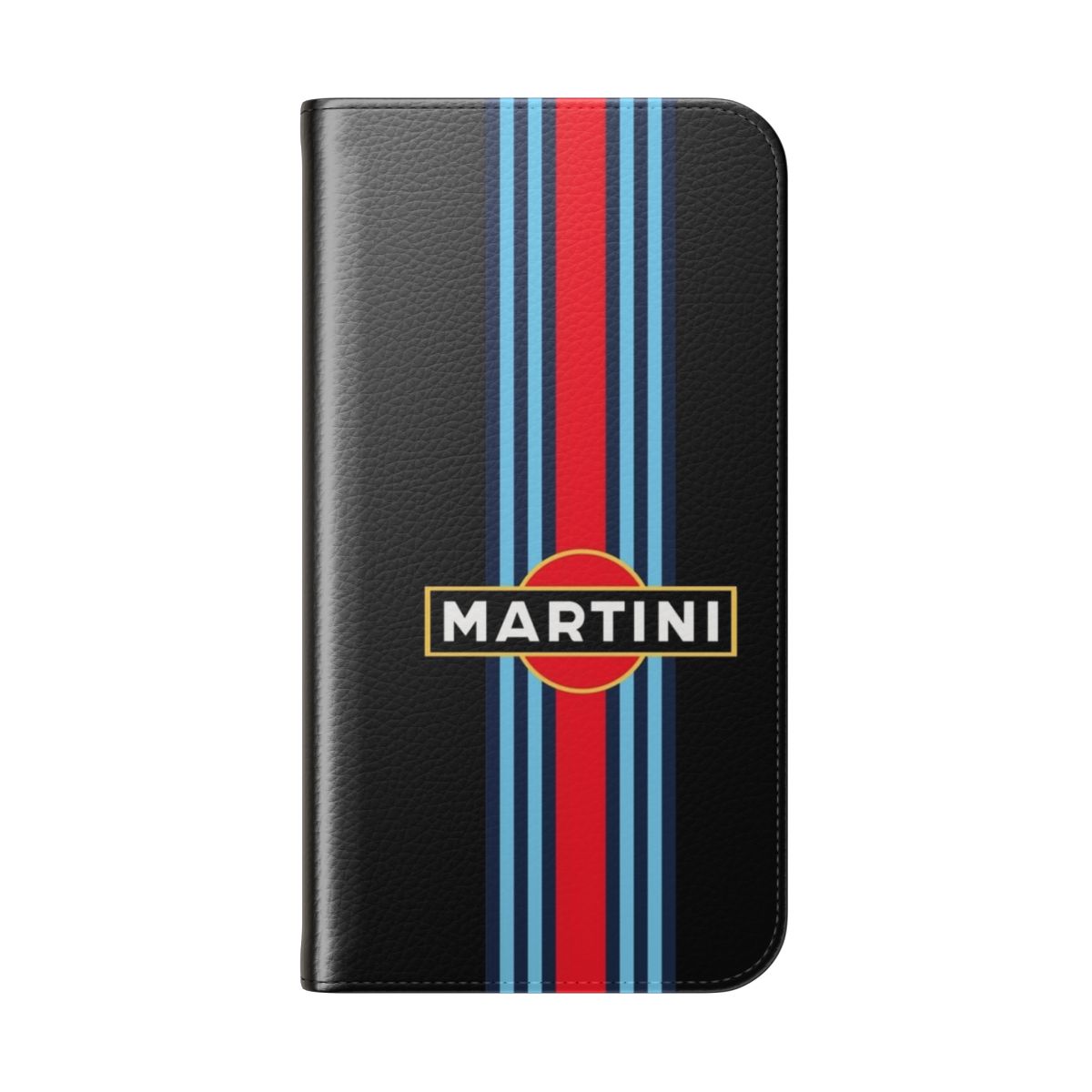 Vintage-inspired Martini racing stripe phone case with classic motorsport design - Folded Back