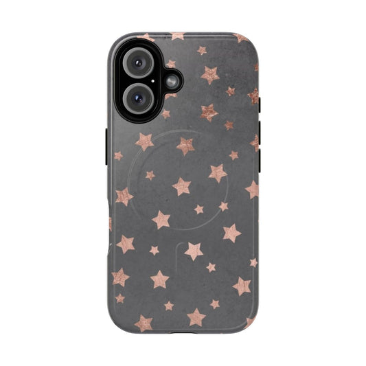 Rose gold Christmas stars geometric pattern cement iPhone and Samsung phone case