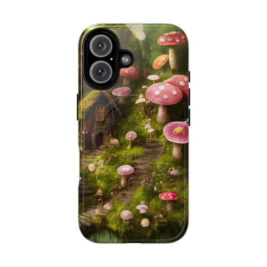 Fairy house phone case with a magical, fantastical design featuring mushrooms, forests, and fairy elements.