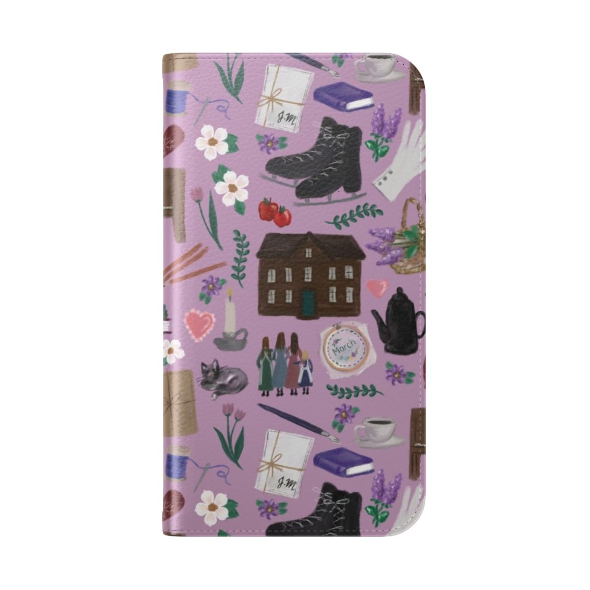 Bookish Pattern Phone Case with Classic Literature Inspired Design - Folded Back