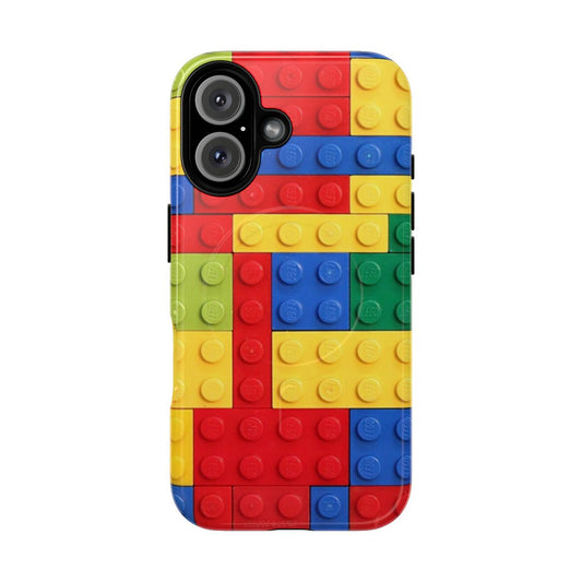 Colorful brick-patterned magnetic tough phone case