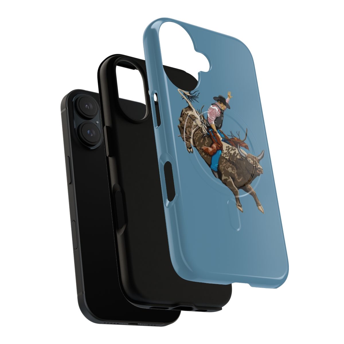 Tough cowboy-inspired magnetic phone case with vintage western and rodeo graphics - Layers