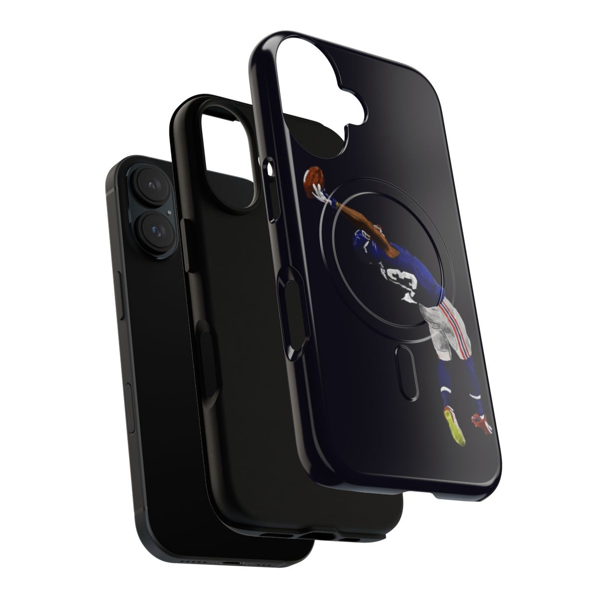 Magnetic Tough Phone Case with Football Design and One-Handed Catch Motif - Layers