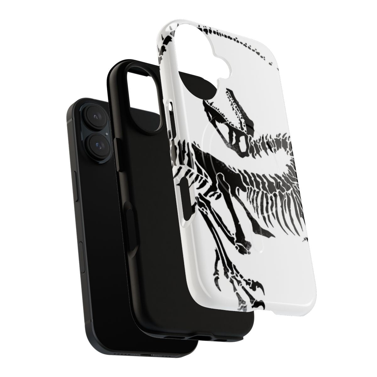 Velociraptor skeleton design on a tough, magnetic phone case - Layers