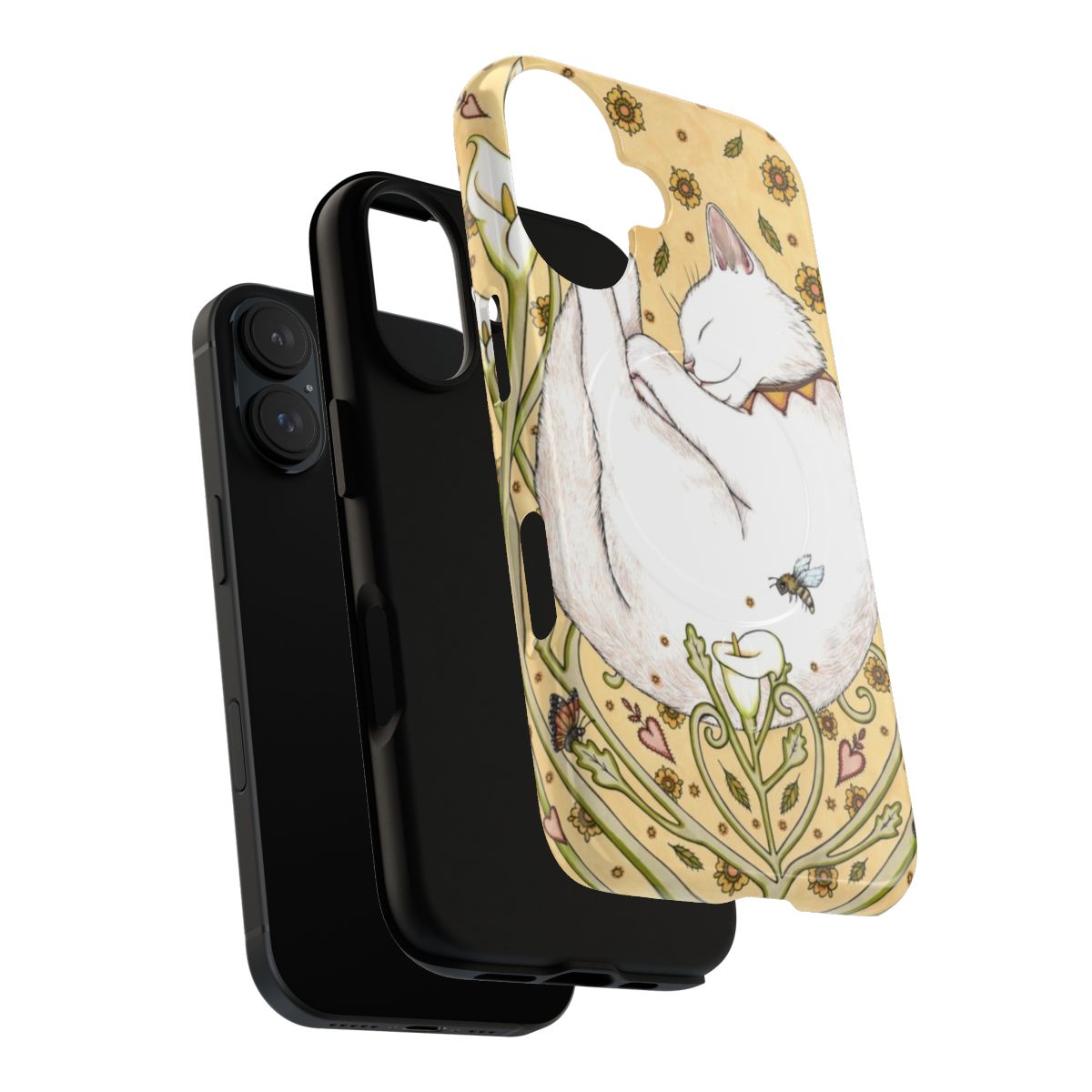 Magnetic tough phone case featuring a beautiful design with butterflies, bees, and flowers - Layers