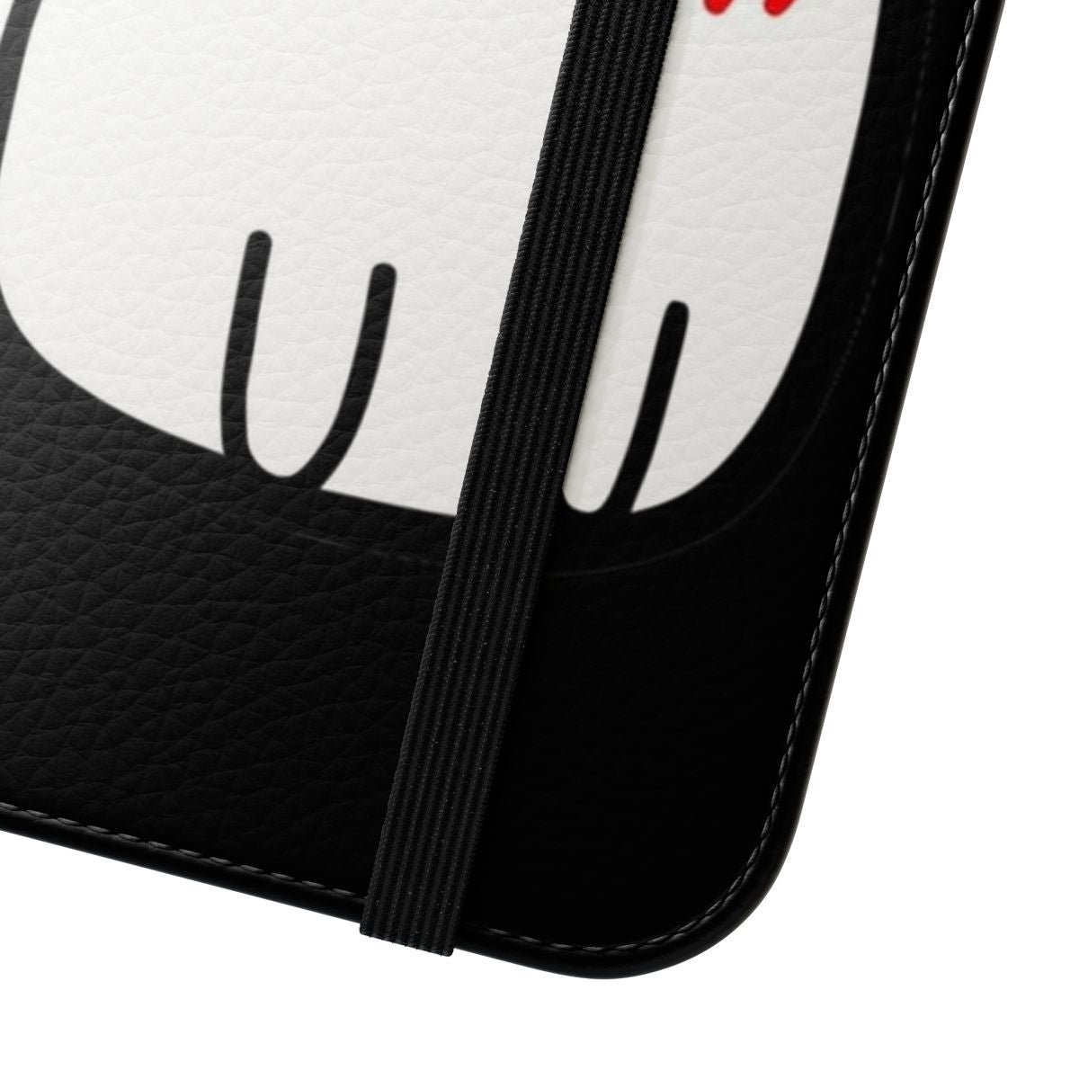 A flip cover phone case featuring a playful cat causing chaos and destruction - Close Up