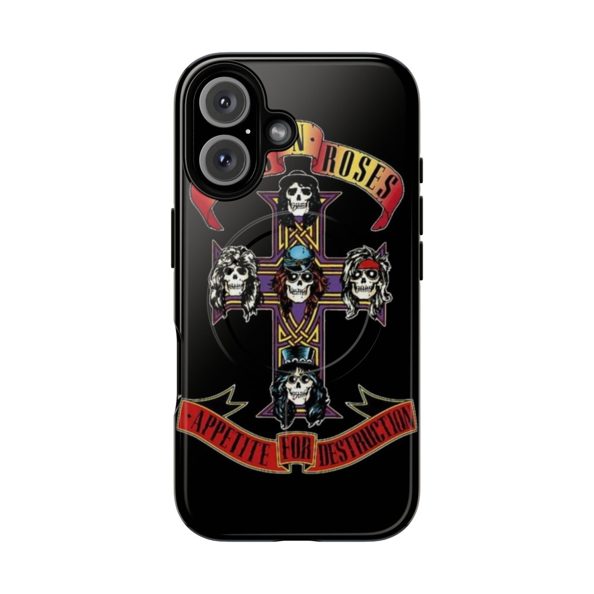 Magnetic tough phone case with classic rock band artwork