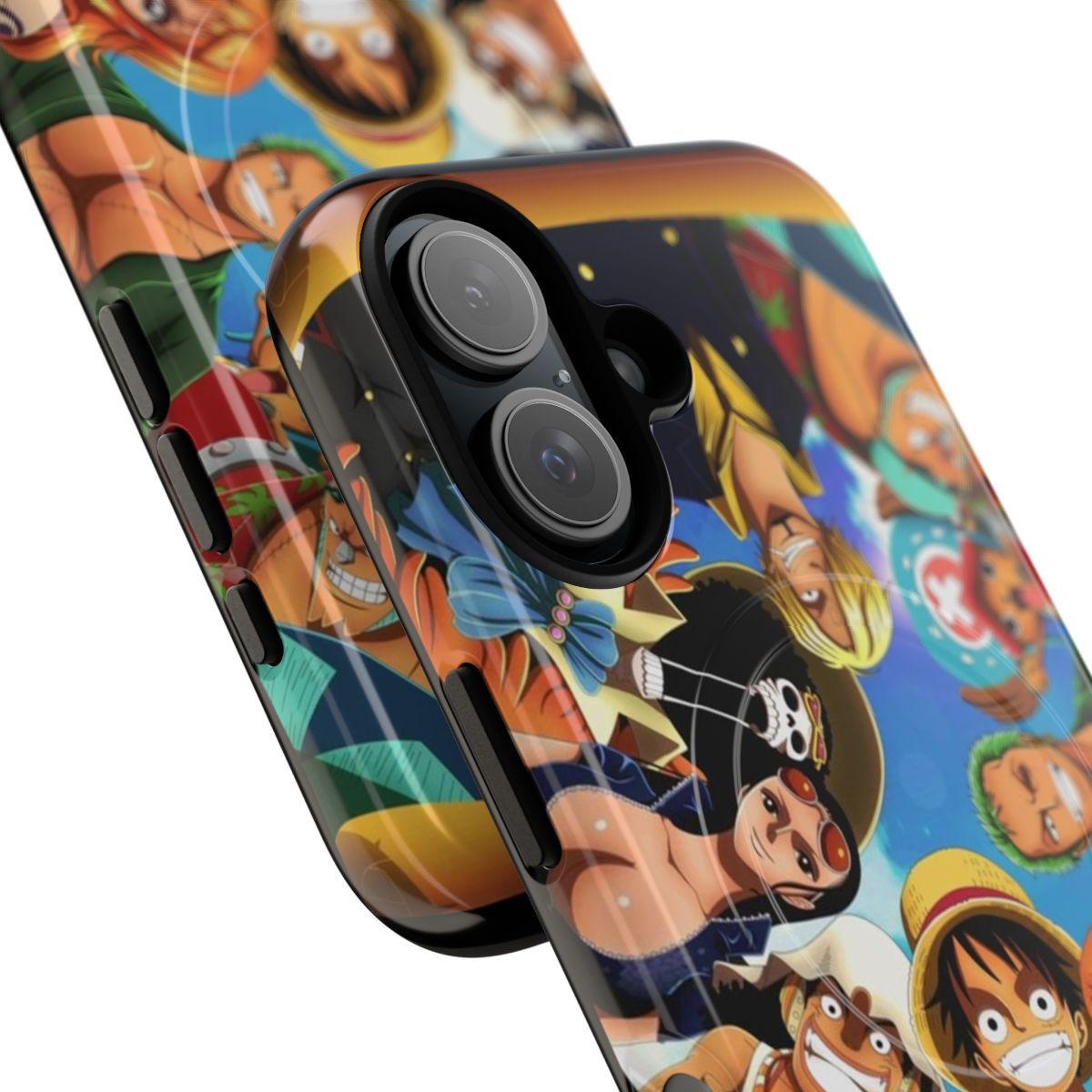 One Piece-themed phone case featuring characters from the popular anime/manga - Detail