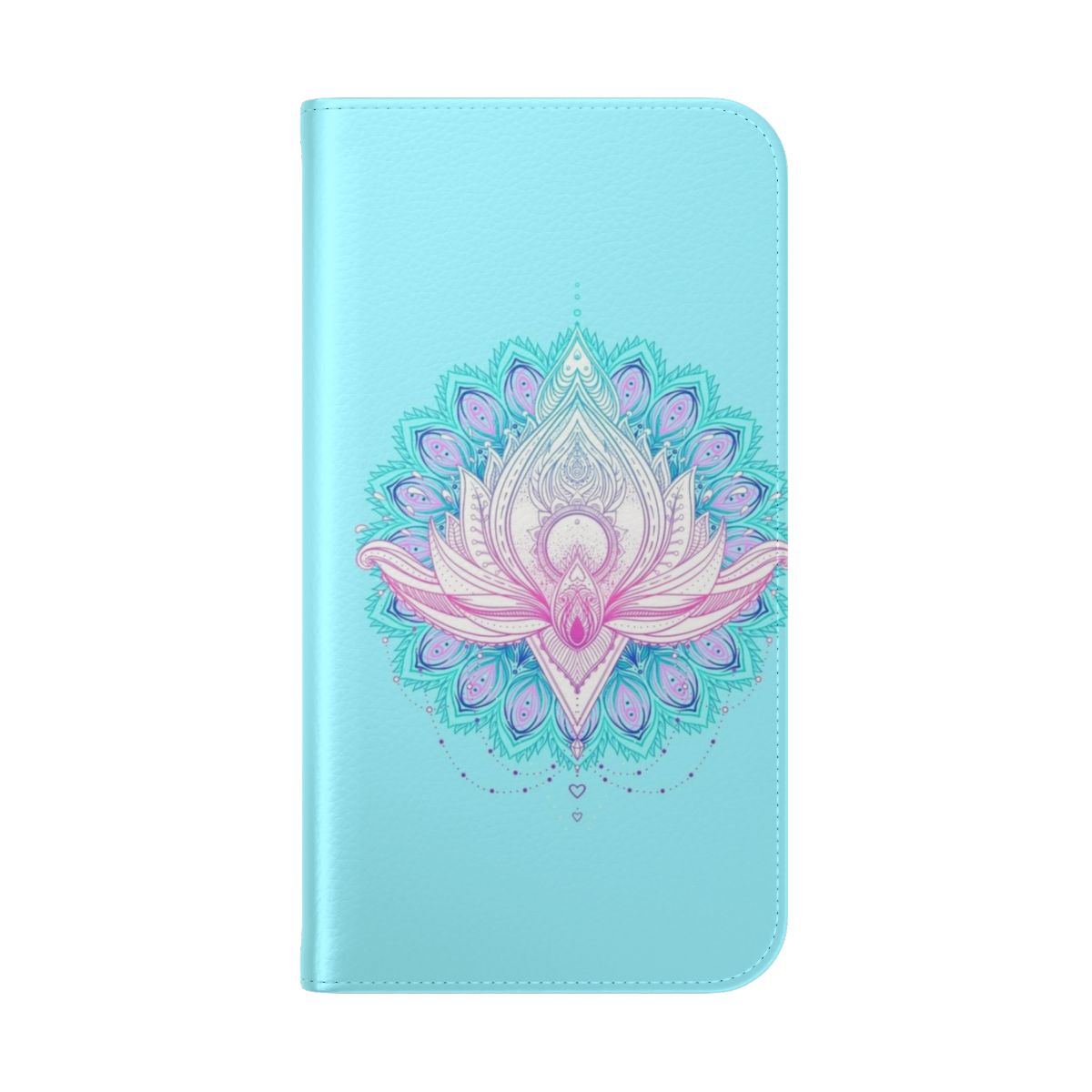 Colorful lotus flower phone case with a vibrant floral design - Folded Back