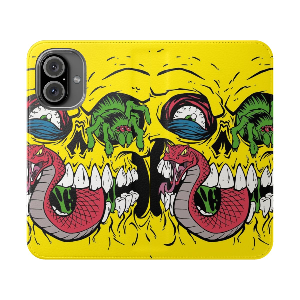 Monster-themed flip cover phone case featuring artwork by Phil Postma