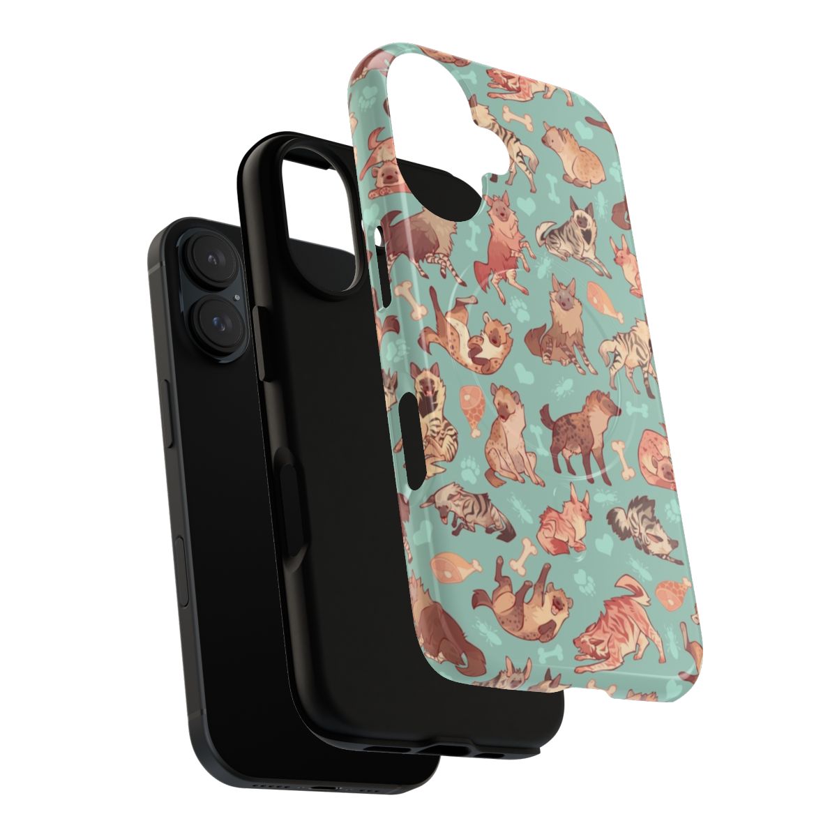 Hyena pattern design on a protective magnetic phone case - Layers