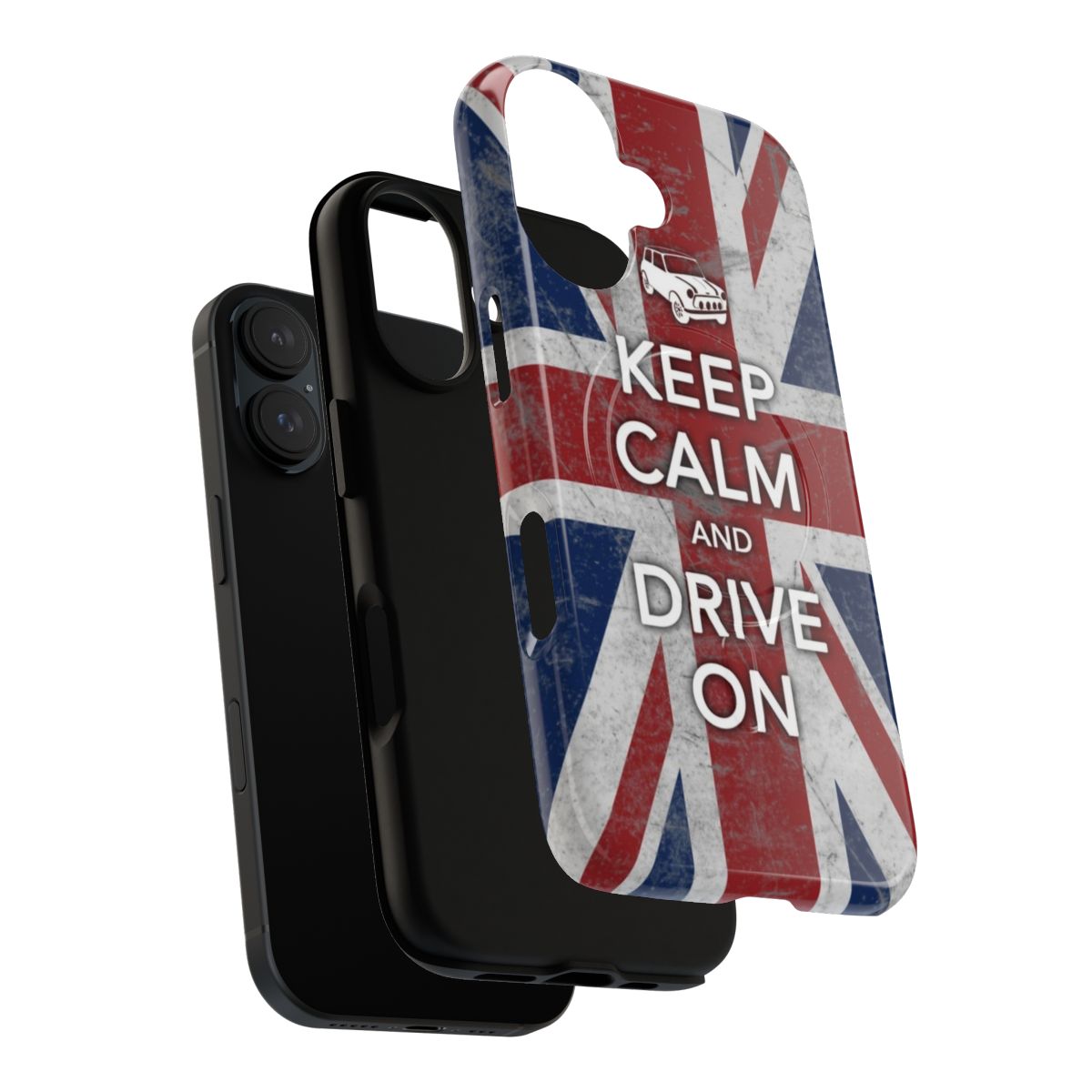 Magnetic tough phone case with mini cooper, British flag, and war-time design elements - Layers