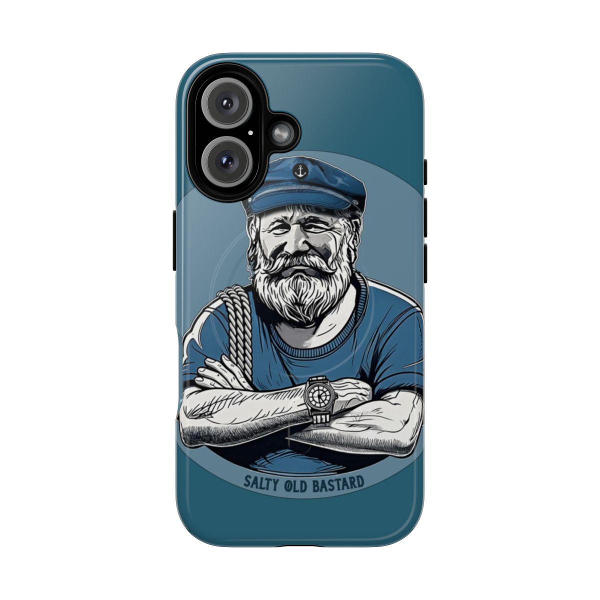 Rugged magnetic tough phone case with salty old bastard design