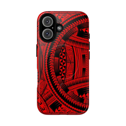 Polynesian design phone case with magnetic and tough features