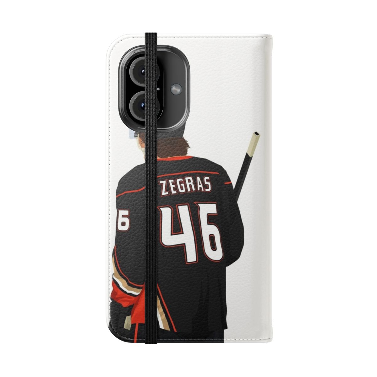 Personalized Trevor Zegras phone case with hockey player design - Folded Front