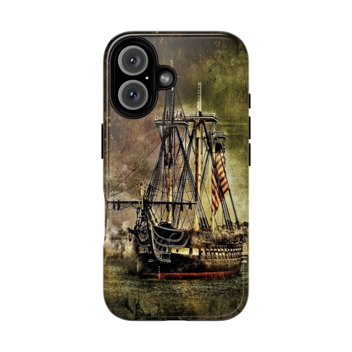 Magnetic phone case with image of the historic USS Constitution tall ship