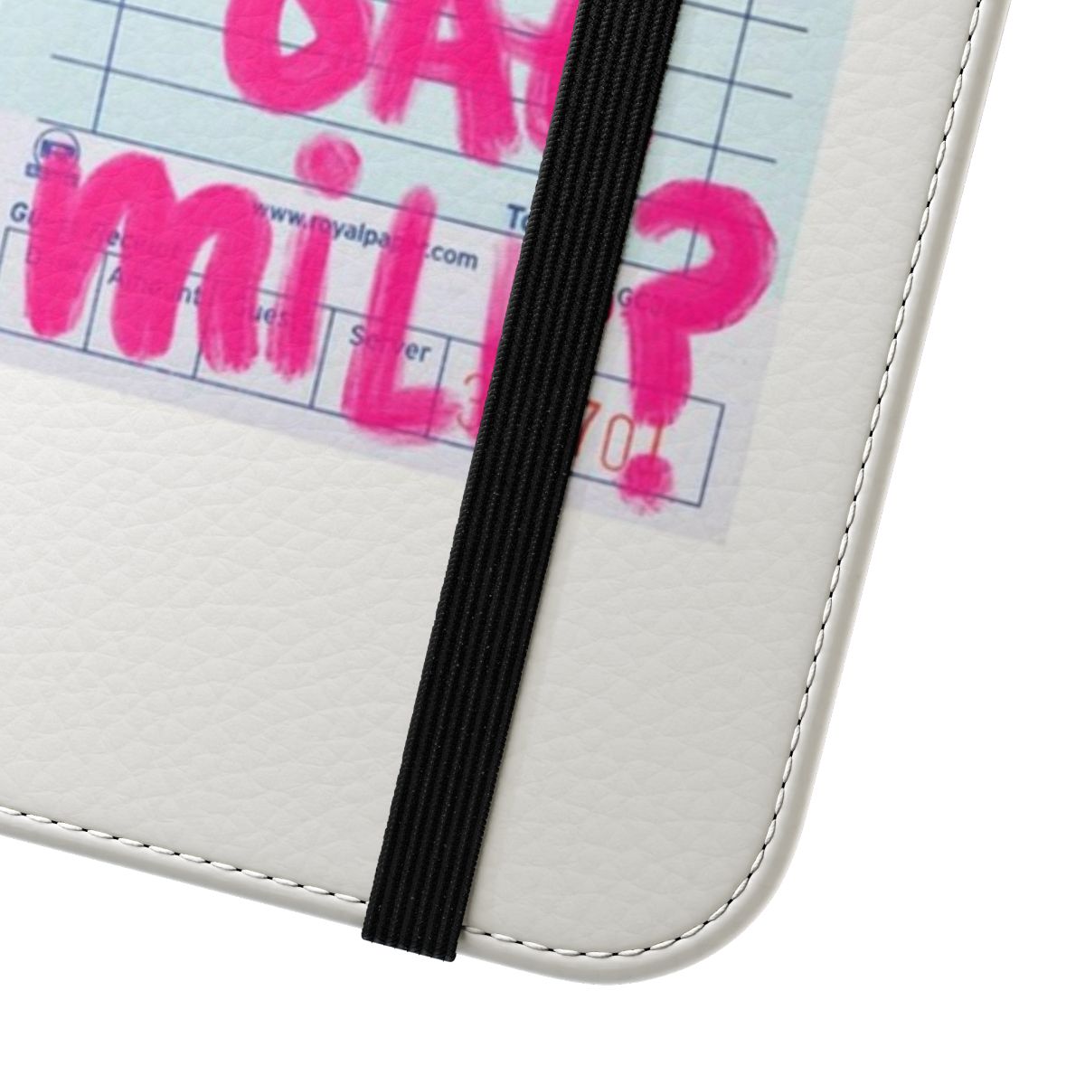 Oat milk aesthetic phone case with trendy guest check pattern - Close Up