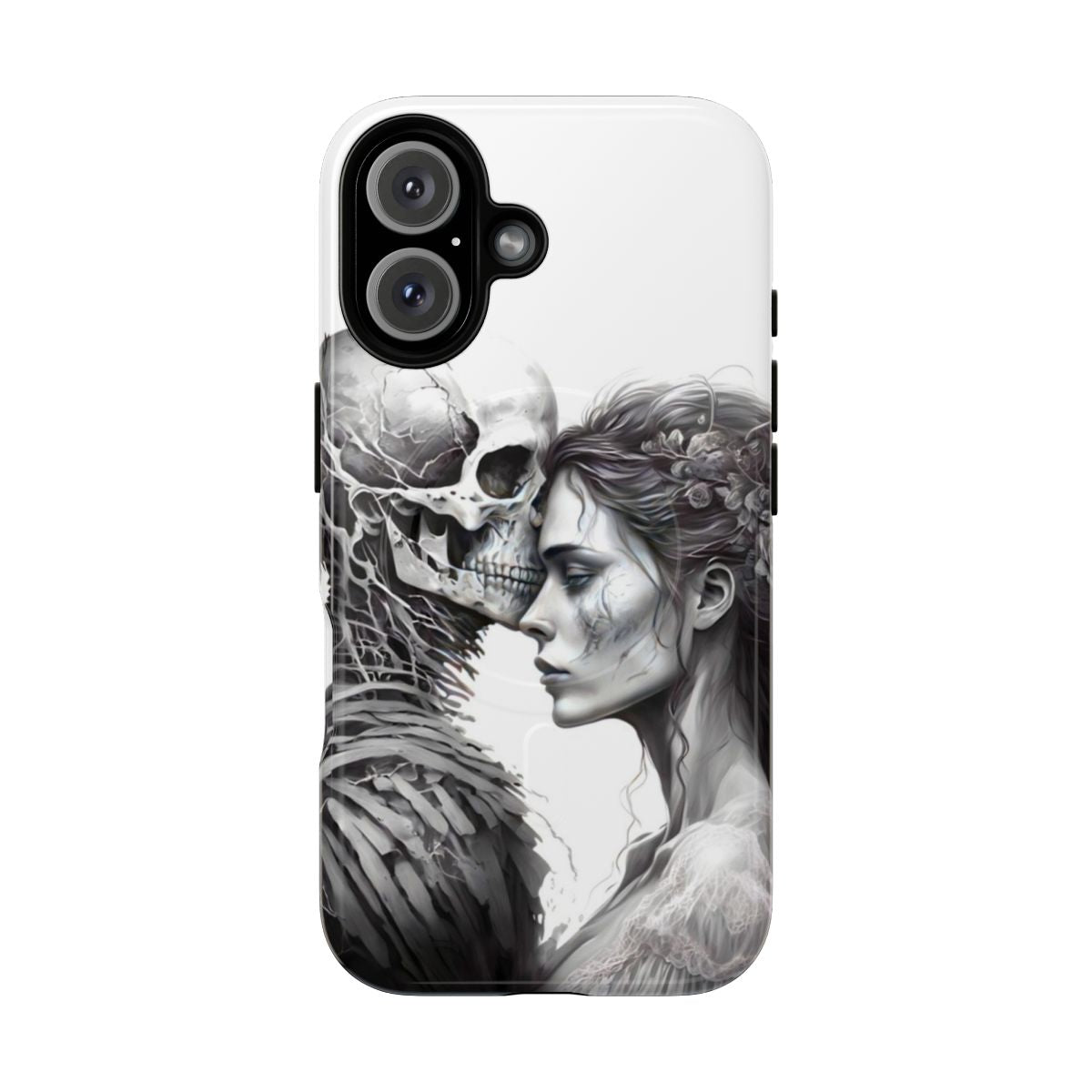 Love Never Dies Magnetic Tough Phone Cases with Skeleton, Skull, and Floral Designs