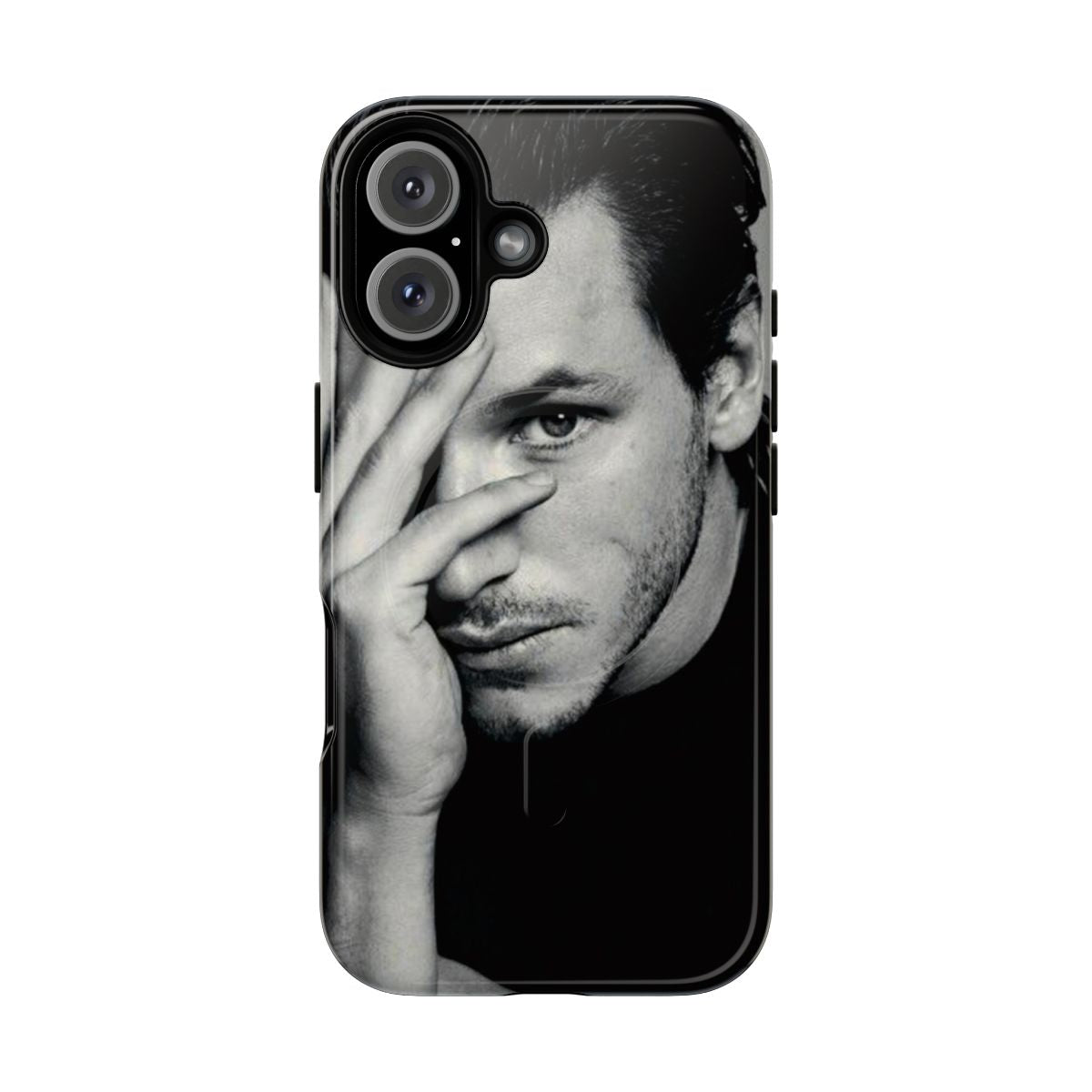 Midnight Man magnetic phone case with a vintage, black and white aesthetic inspired by Marvel's superhero characters.