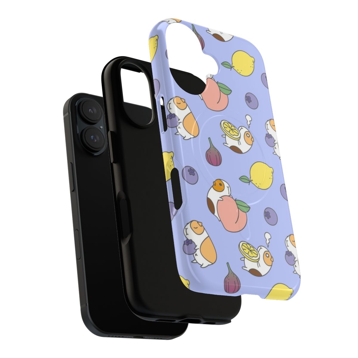 Illustration of a cute guinea pig eating a blueberry on a protective phone case - Layers