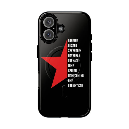 Magnetic tough phone case with superhero design