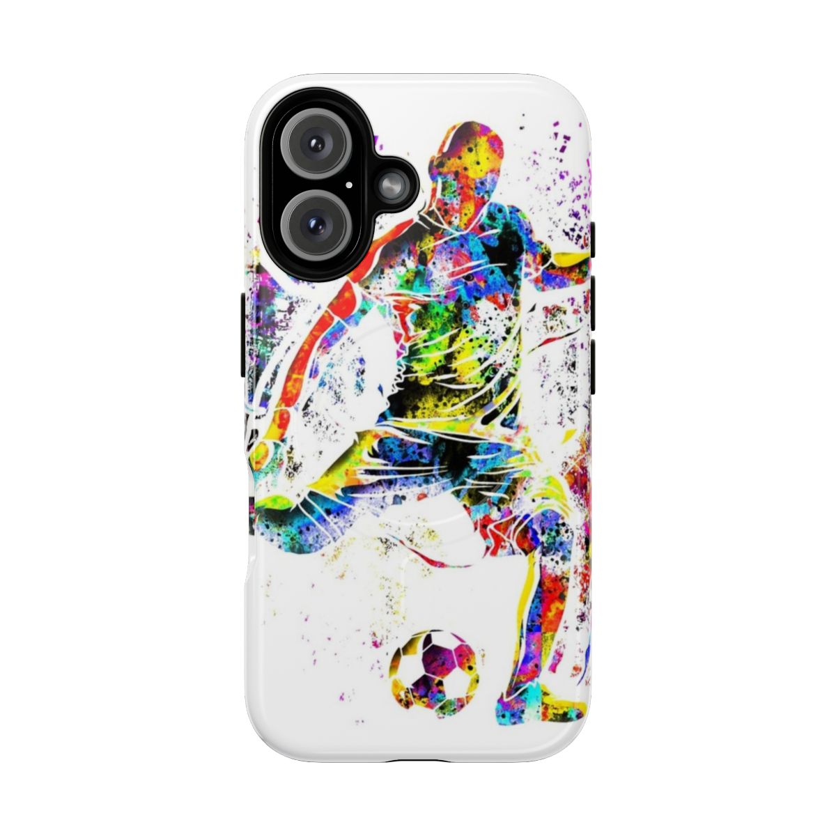 Colorful soccer player illustration on a magnetic phone case