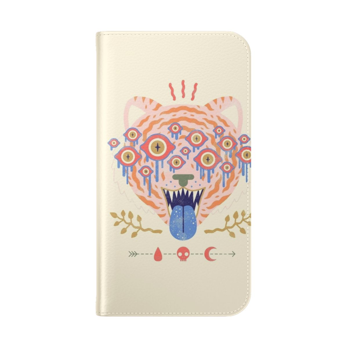 Colorful and psychedelic tiger eyes design on a phone case - Folded Back