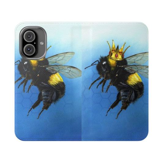 Stylish Queen Bee acrylic phone case featuring a crown-wearing bee design by artist Amanda Ward