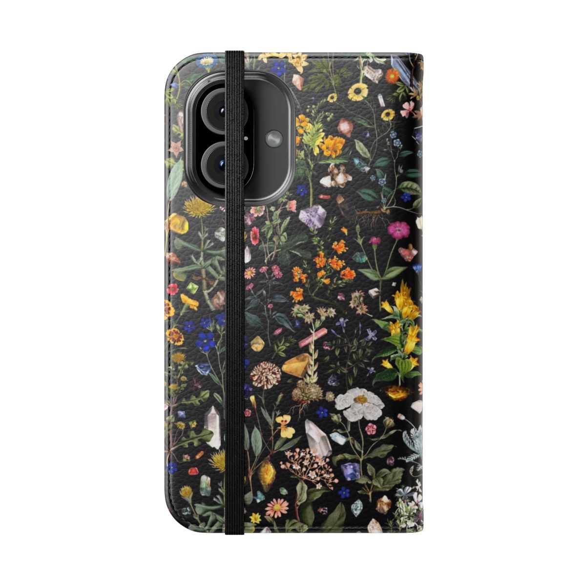 Colorful floral and nature-themed phone case design - Folded Front