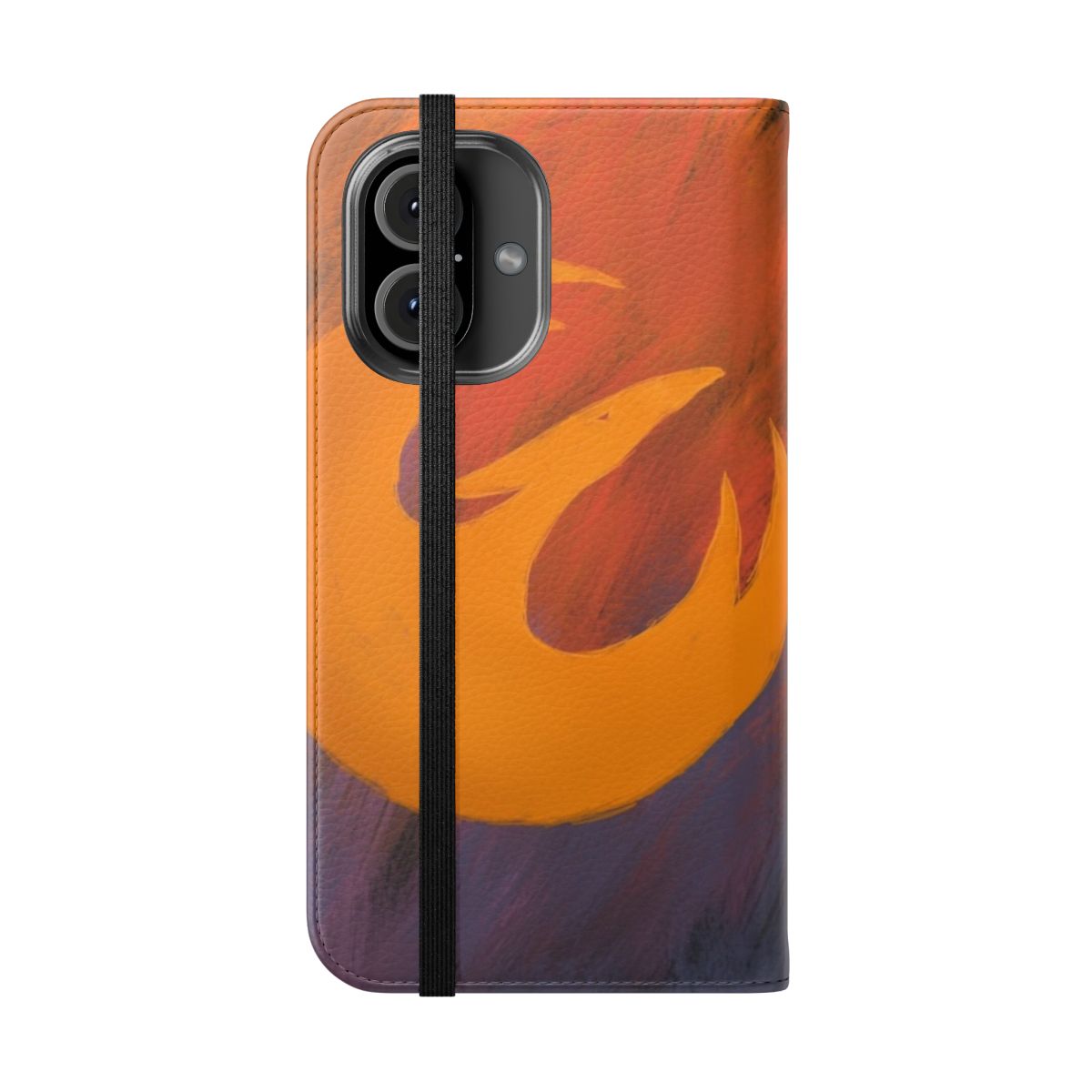 A vibrant and sleek flip phone case inspired by the popular Star Wars Rebels TV series, featuring Sabine Wren's iconic artwork. - Folded Front