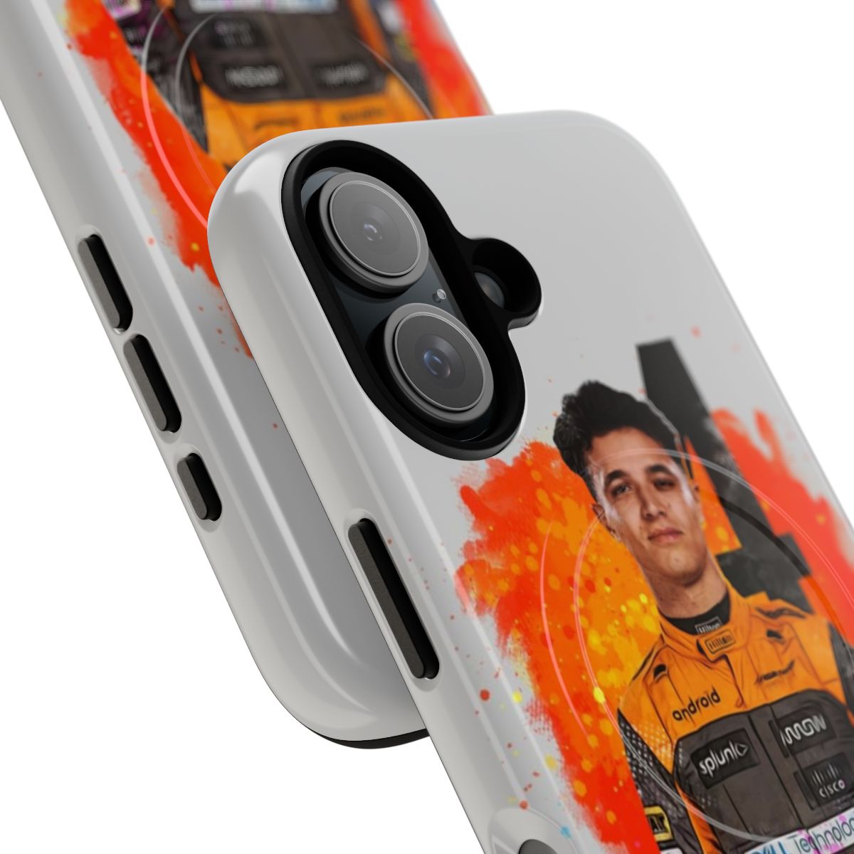 Durable phone case with Lando Norris-inspired design for Formula 1 motorsports enthusiasts - Detail