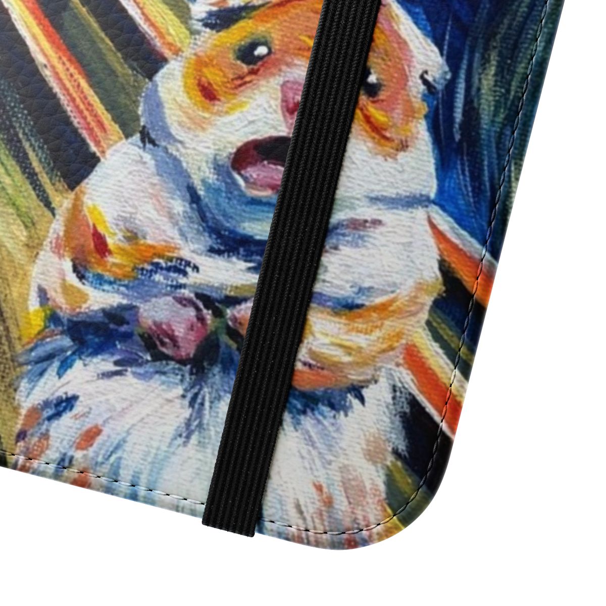 Colorful and quirky phone case featuring an abstract expressionist hamster design - Close Up