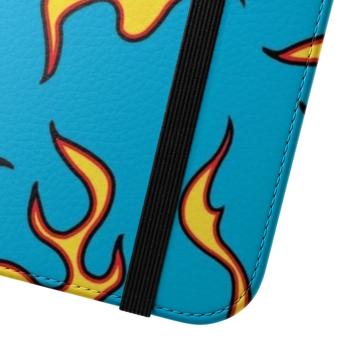 A stylish phone case featuring a flame and lightning design, inspired by Tyler the Creator's GOLF Le Fleur brand. - Close Up