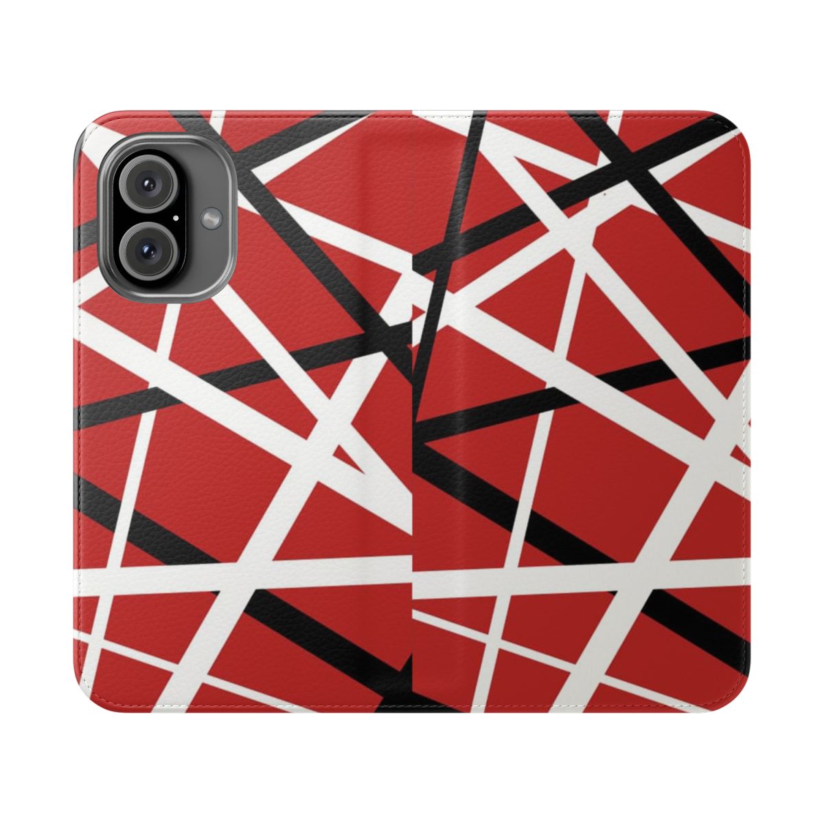 Red flip cover phone case with Van Halen inspired design