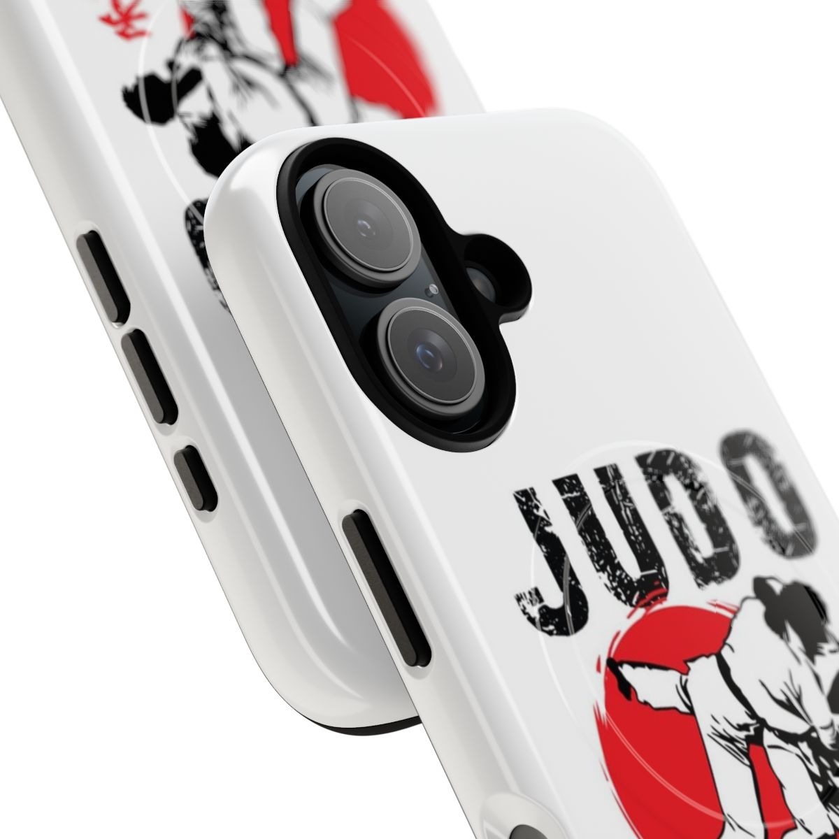 Judo-inspired magnetic phone case with Japanese kanji and martial arts design - Detail