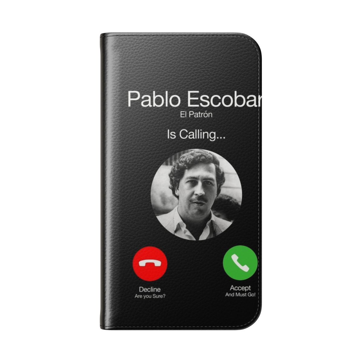 Vibrant phone case featuring Pablo Escobar, the infamous Colombian drug lord - Folded Back