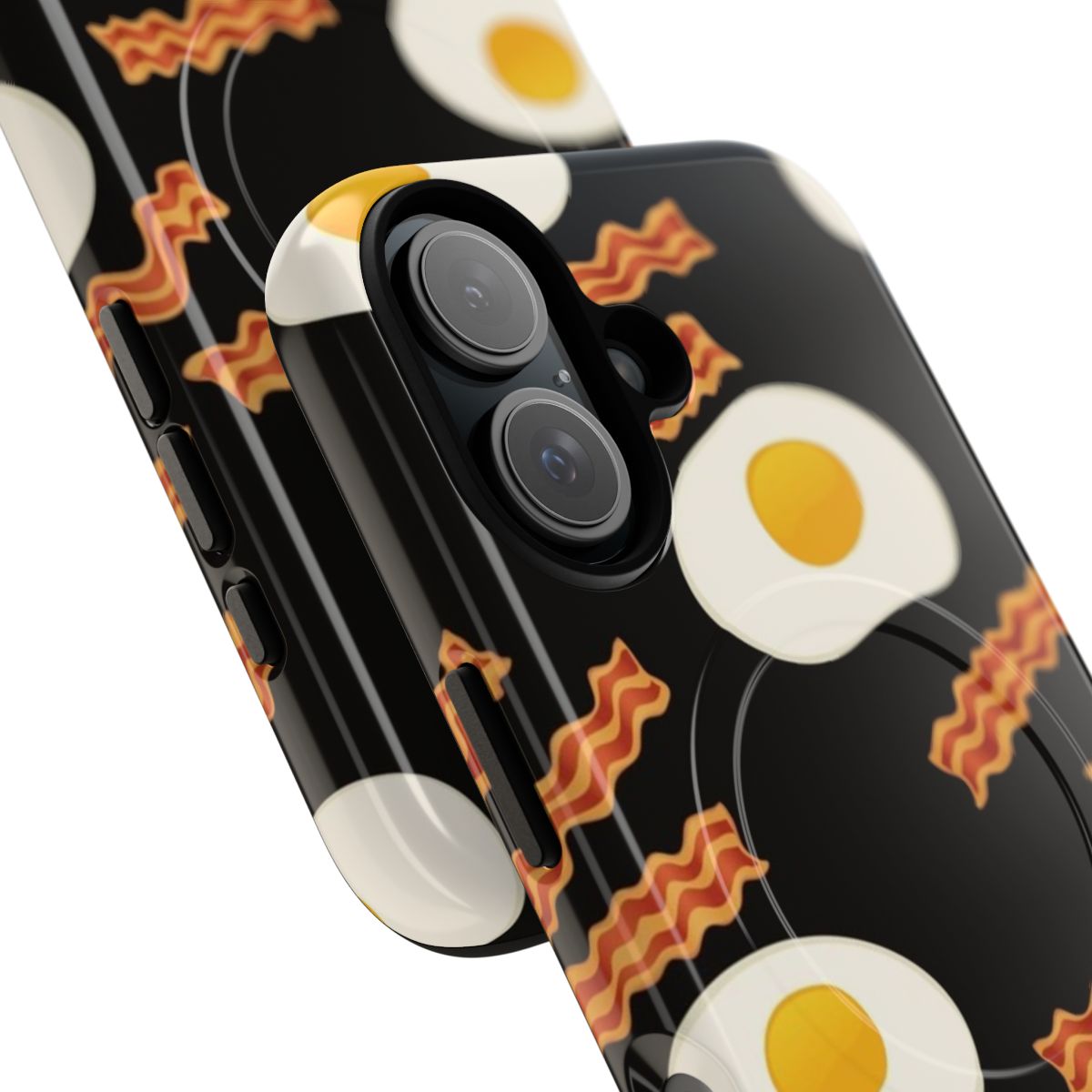 Delicious bacon and fried eggs on a stylish and protective phone case - Detail